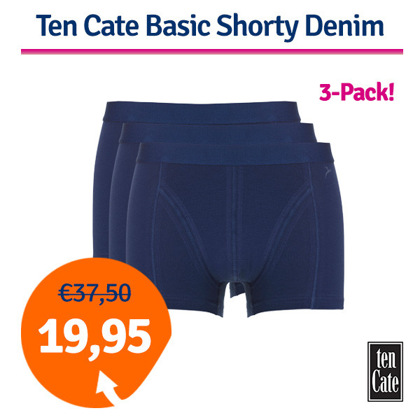 Een Dag Actie - Dagaanbieding Ten Cate Basic Shorty Denim 3-Pack Een Dag Actie - Dagaanbieding Ten Cate Basic Shorty Denim 3-Pack