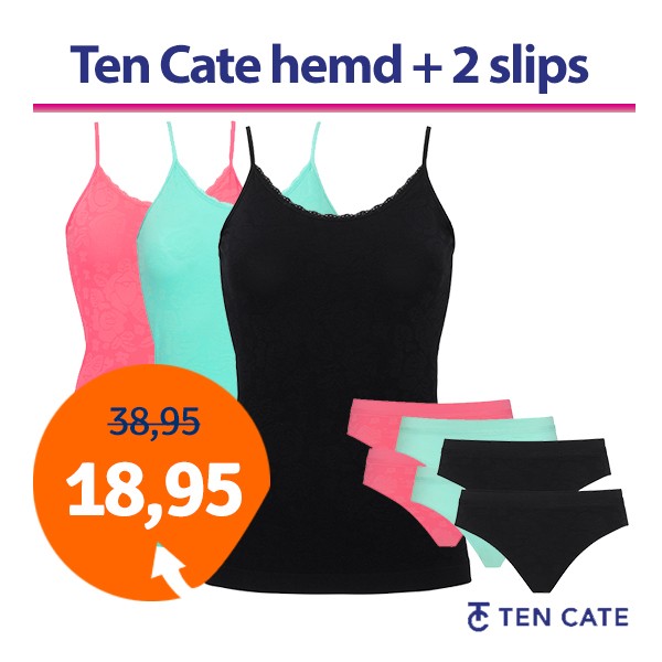 Een Dag Actie - Dagaanbieding Ten Cate Dames Hemd + 2 Slips