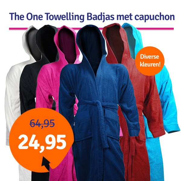 Een Dag Actie - Dagaanbieding The One Towelling Badjas Met Capuchon Een Dag Actie - Dagaanbieding The One Towelling Badjas Met Capuchon