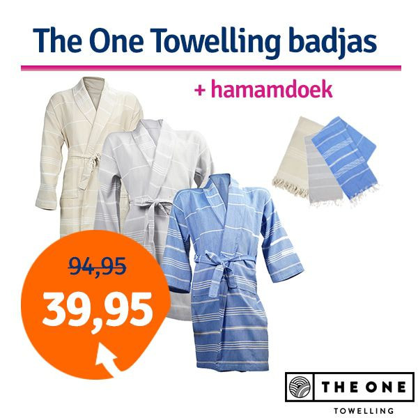 Een Dag Actie - Dagaanbieding The One Towelling Hamam Badjas + Hamamdoek Een Dag Actie - Dagaanbieding The One Towelling Hamam Badjas + Hamamdoek