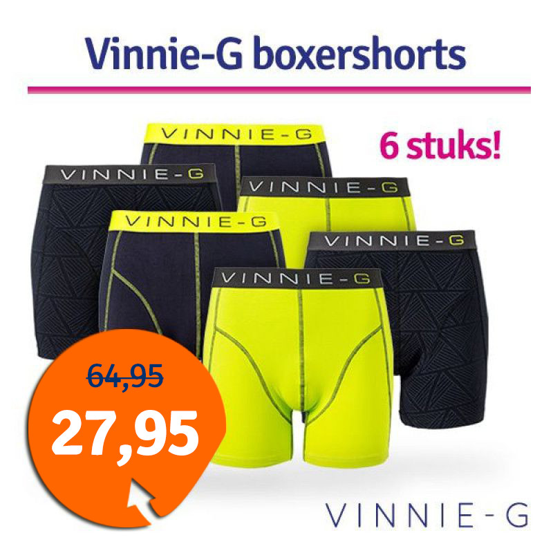Een Dag Actie - Dagaanbieding Vinnie-G Boxershorts 6-Pack Lime Een Dag Actie - Dagaanbieding Vinnie-G Boxershorts 6-Pack Lime