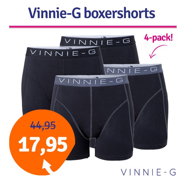 Een Dag Actie - Dagaanbieding Vinnie-G Boxershorts Black 4-Pack