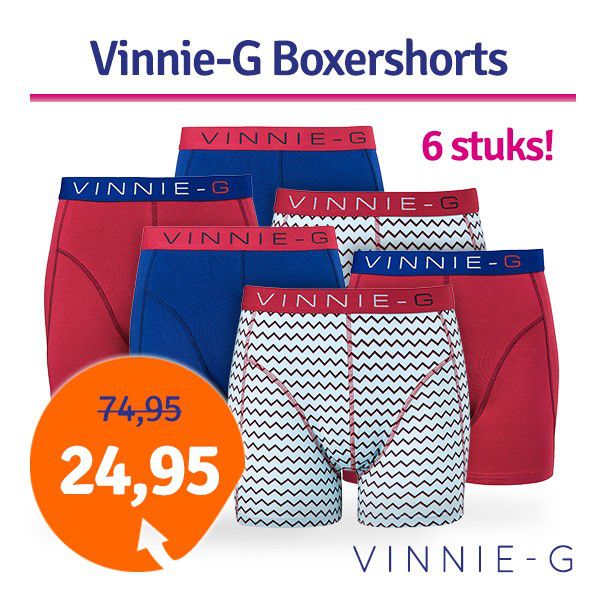 Een Dag Actie - Dagaanbieding Vinnie-G Boxershorts Burgundy 6-Pack Een Dag Actie - Dagaanbieding Vinnie-G Boxershorts Burgundy 6-Pack