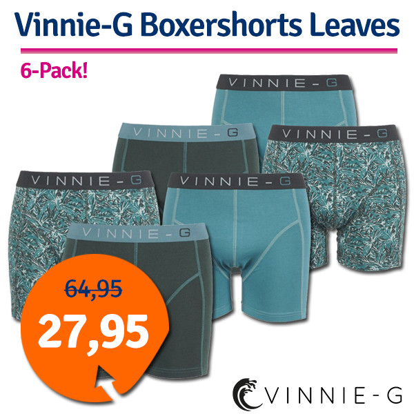 Een Dag Actie - Dagaanbieding Vinnie-G Boxershorts Leaves 6-Pack