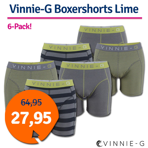 Een Dag Actie - Dagaanbieding Vinnie-G Boxershorts Lime 6-Pack Een Dag Actie - Dagaanbieding Vinnie-G Boxershorts Lime 6-Pack
