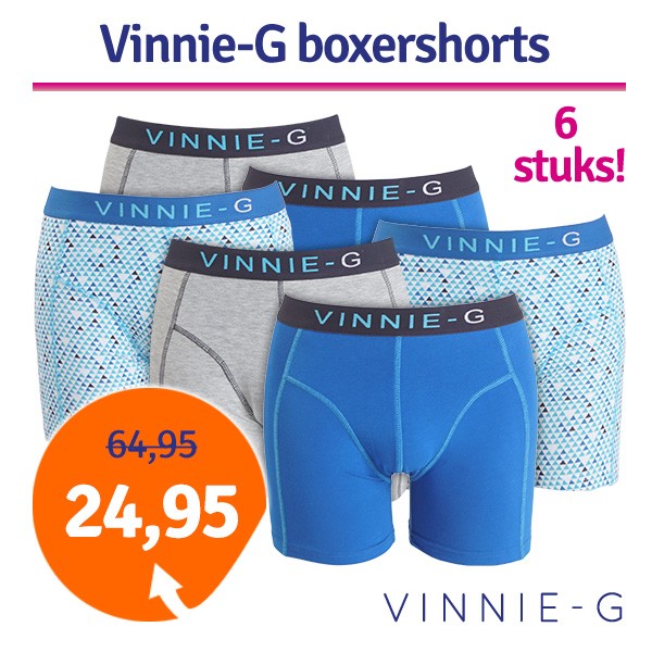 Een Dag Actie - Dagaanbieding Vinnie-G Boxershorts Sky Blue 6-Pack