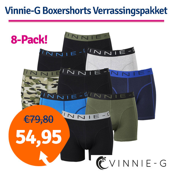 Een Dag Actie - Dagaanbieding Vinnie-G Boxershorts Verrassingspakket 8-Pack Een Dag Actie - Dagaanbieding Vinnie-G Boxershorts Verrassingspakket 8-Pack