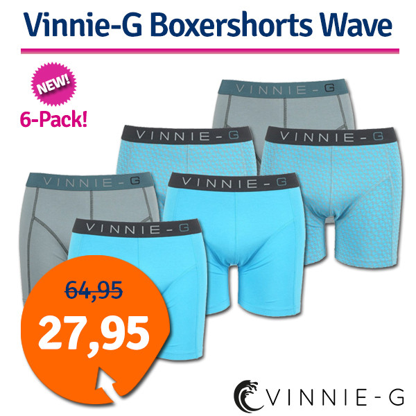 Een Dag Actie - Dagaanbieding Vinnie-G Boxershorts Wave 6-Pack