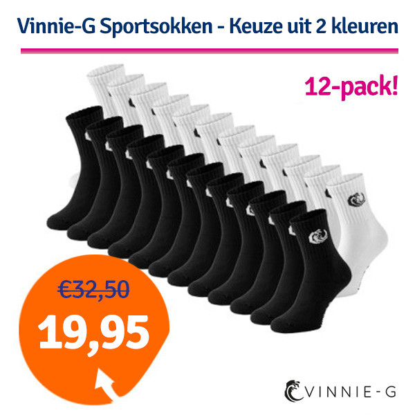 Een Dag Actie - Dagaanbieding Vinnie-G Sportsokken 12-Pack Een Dag Actie - Dagaanbieding Vinnie-G Sportsokken 12-Pack
