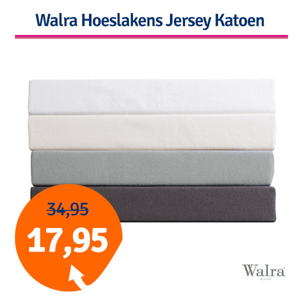 Een Dag Actie - Dagaanbieding Walra Hoeslakens Jersey Katoen Een Dag Actie - Dagaanbieding Walra Hoeslakens Jersey Katoen