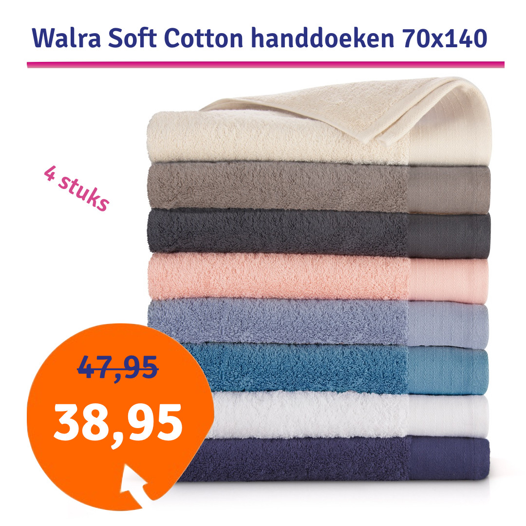 Een Dag Actie - Dagaanbieding Walra Soft Cotton Douchelaken 70X140 Cm - 4 Stuks
