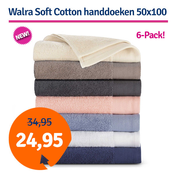 Een Dag Actie - Dagaanbieding Walra Soft Cotton Voordeelpakket Handdoek 50X100 - 6 Stuks