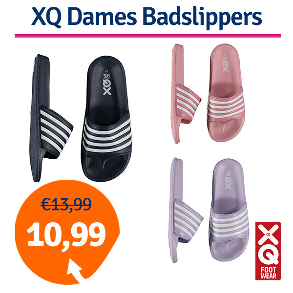 Een Dag Actie - Dagaanbieding Xq Dames Badslippers Gestreept - Keuze Uit 2 Kleuren