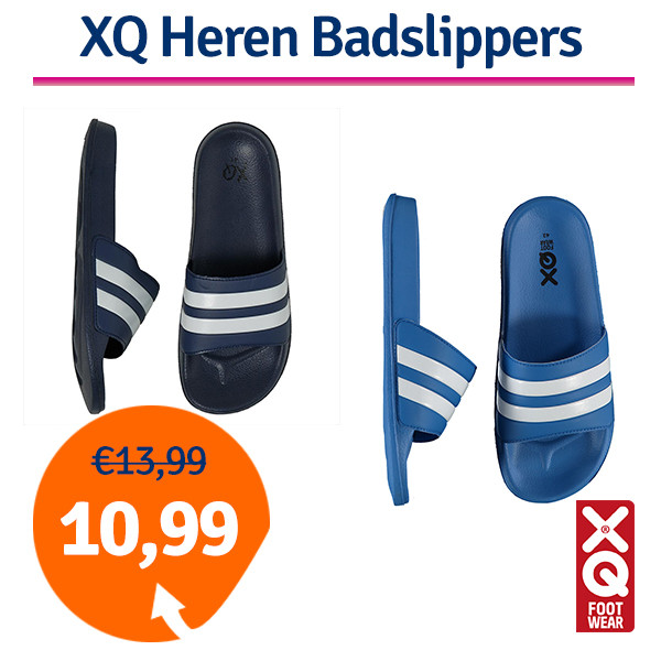 Een Dag Actie - Dagaanbieding Xq Heren Badslippers Gestreept - Keuze Uit 2 Kleuren