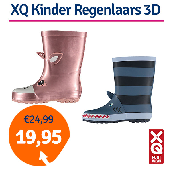 Een Dag Actie - Dagaanbieding Xq Kinder Regenlaarzen 3D - Keuze Uit 2 Designs