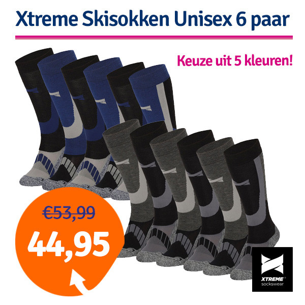 Een Dag Actie - Dagaanbieding Xtreme Skisokken Unisex 6-Pack - Keuze Uit 5 Kleuren
