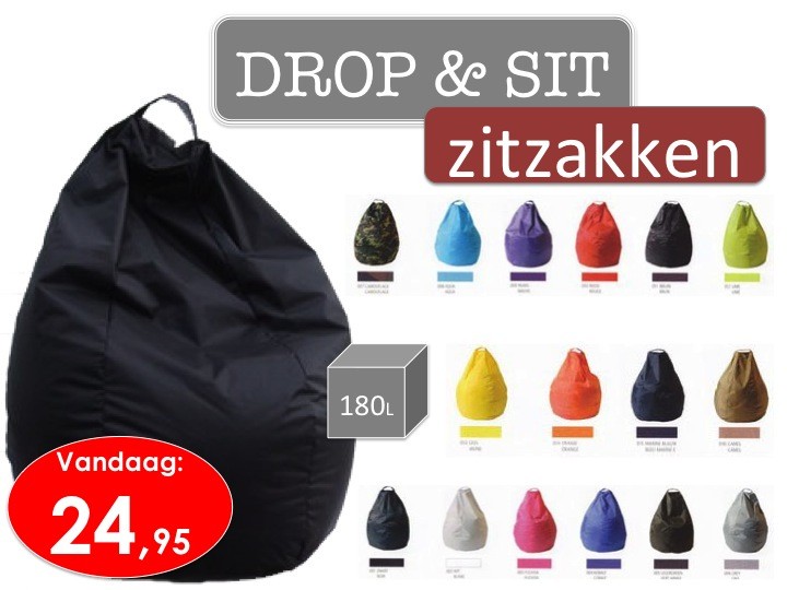 Een Dag Actie - Drop & Sit Pear 180Ltr Diverse Kleuren Een Dag Actie - Drop & Sit Pear 180Ltr Diverse Kleuren