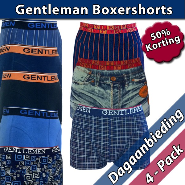 Een Dag Actie - Gentlemen Boxershorts 4-Pack Hussel