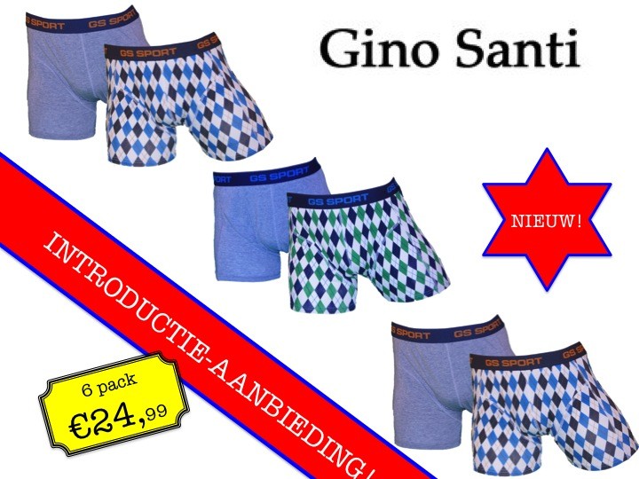 Een Dag Actie - Gino Santi Gs Sport Boxershorts 6 Stuks Verpakking Een Dag Actie - Gino Santi Gs Sport Boxershorts 6 Stuks Verpakking