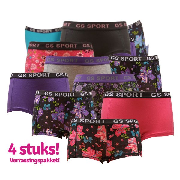 Een Dag Actie - Gs Sport Dames 4-Pack Verrassingspakket Bloemetjes Een Dag Actie - Gs Sport Dames 4-Pack Verrassingspakket Bloemetjes