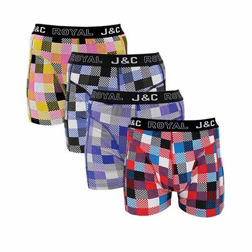 Een Dag Actie - Jc Boxershorts Geblokt 4 Pack Een Dag Actie - Jc Boxershorts Geblokt 4 Pack