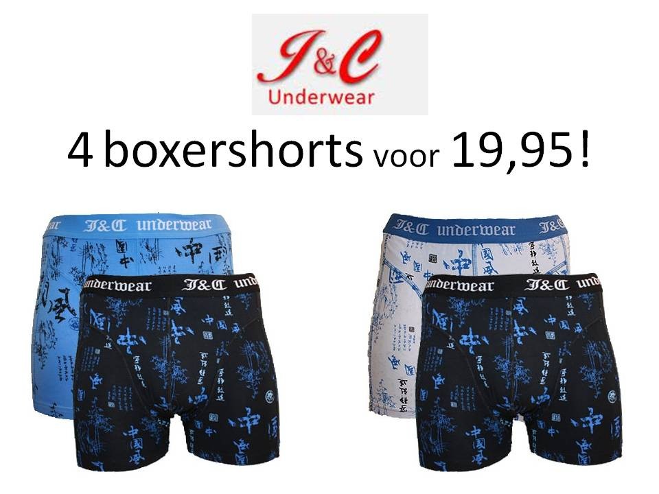 Een Dag Actie - Jc Royal 193 Zwart-blauw-wit Boxershorts 4 Stuks Verpakking Een Dag Actie - Jc Royal 193 Zwart-blauw-wit Boxershorts 4 Stuks Verpakking