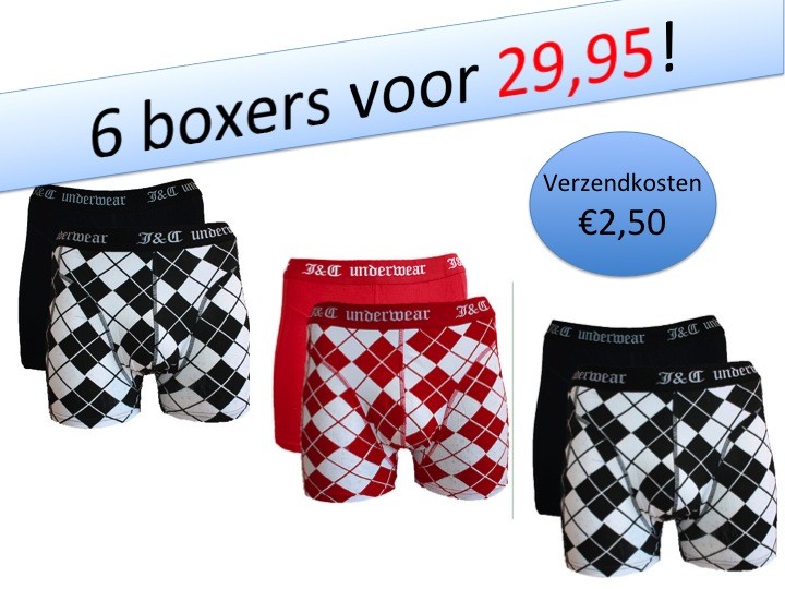 Een Dag Actie - Jc Royal Rood-zwart Boxershorts 6 Stuks Verpakking