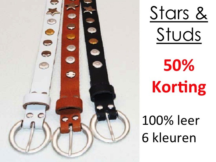 Een Dag Actie - Lederen Ceintuur Stars & Studs Een Dag Actie - Lederen Ceintuur Stars & Studs
