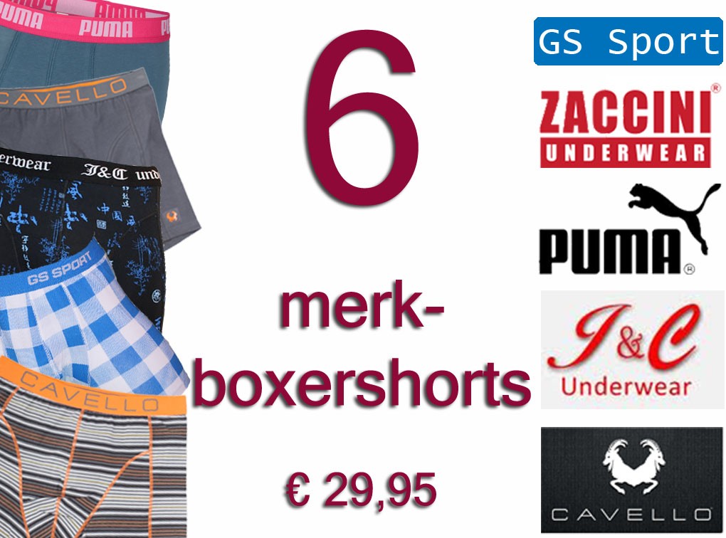 Een Dag Actie - Merkenpakket Met 6 Boxershorts