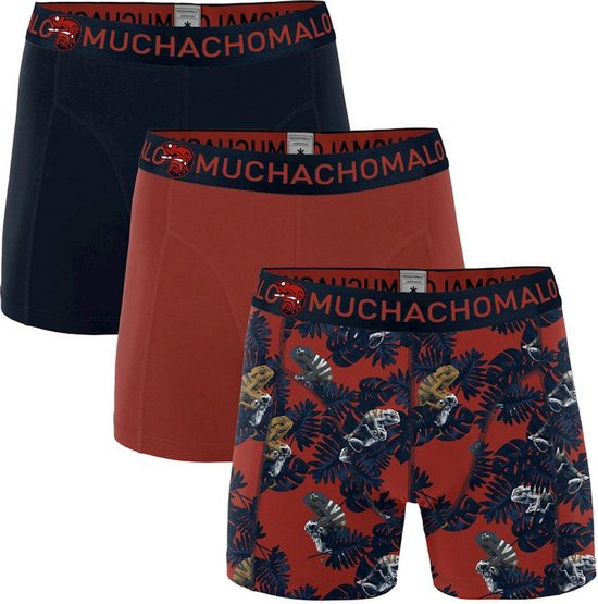 Een Dag Actie - Muchachomalo Boxershorts Chame Print Red Navy 3-Pack