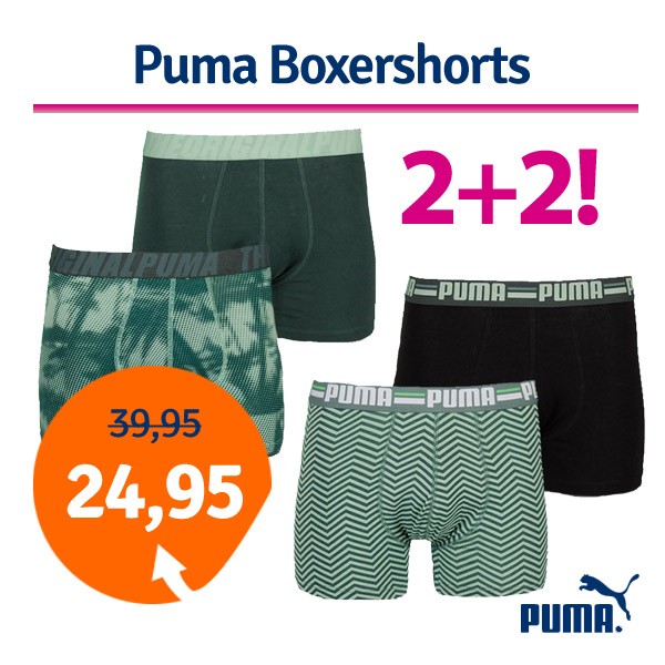 Een Dag Actie - Puma Boxershorts 4-Pack Green Gables/silver Pine Een Dag Actie - Puma Boxershorts 4-Pack Green Gables/silver Pine