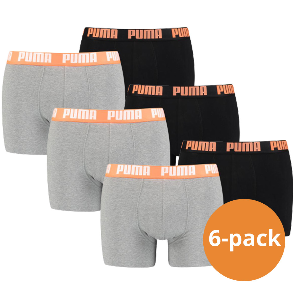 Een Dag Actie - Puma Boxershorts Basic 6-Pack Grey / Orange Combo Een Dag Actie - Puma Boxershorts Basic 6-Pack Grey / Orange Combo