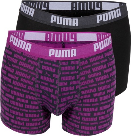 Een Dag Actie - Puma Boxershorts Paars-zwart Duo Verpakking Een Dag Actie - Puma Boxershorts Paars-zwart Duo Verpakking