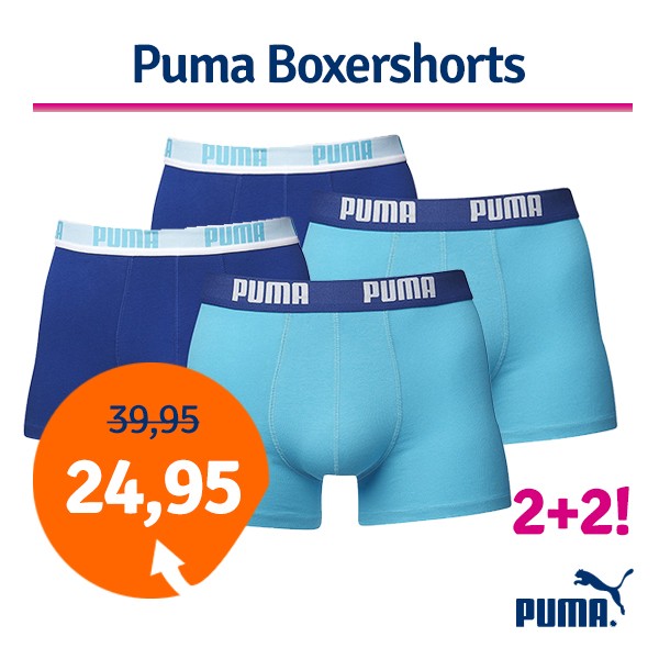 Een Dag Actie - Puma Boxershorts Scuba Blue 4-Pack Een Dag Actie - Puma Boxershorts Scuba Blue 4-Pack