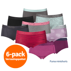 Een Dag Actie - Puma Dames Mini Shorts Verrassingspakket 6-Pack Een Dag Actie - Puma Dames Mini Shorts Verrassingspakket 6-Pack