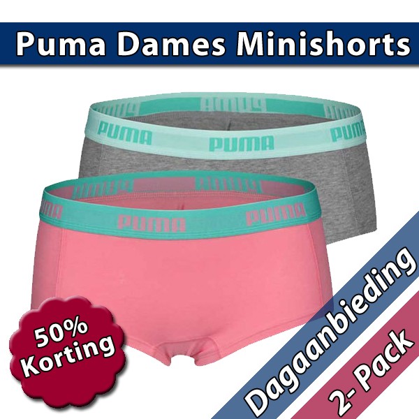 Een Dag Actie - Puma Dames Minishorts 2-Pack 777 Actie Een Dag Actie - Puma Dames Minishorts 2-Pack 777 Actie