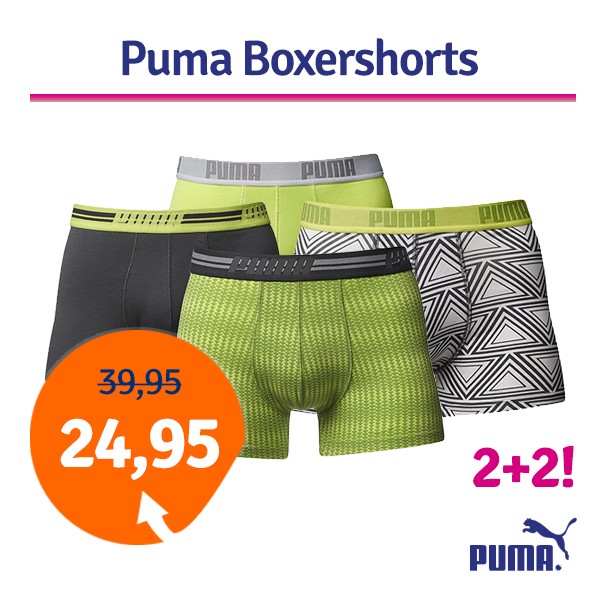 Een Dag Actie - Puma Green Glow Triangles Boxershorts 4-Pack