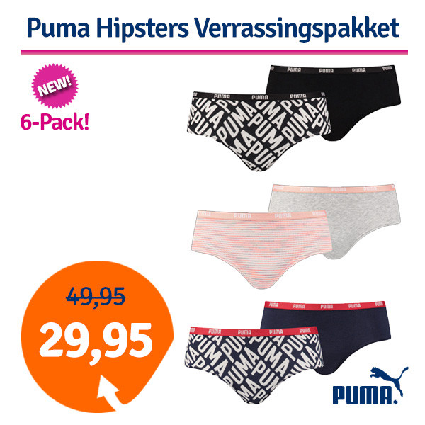 Een Dag Actie - Puma Hipsters Verrassingspakket 6-Pack Een Dag Actie - Puma Hipsters Verrassingspakket 6-Pack