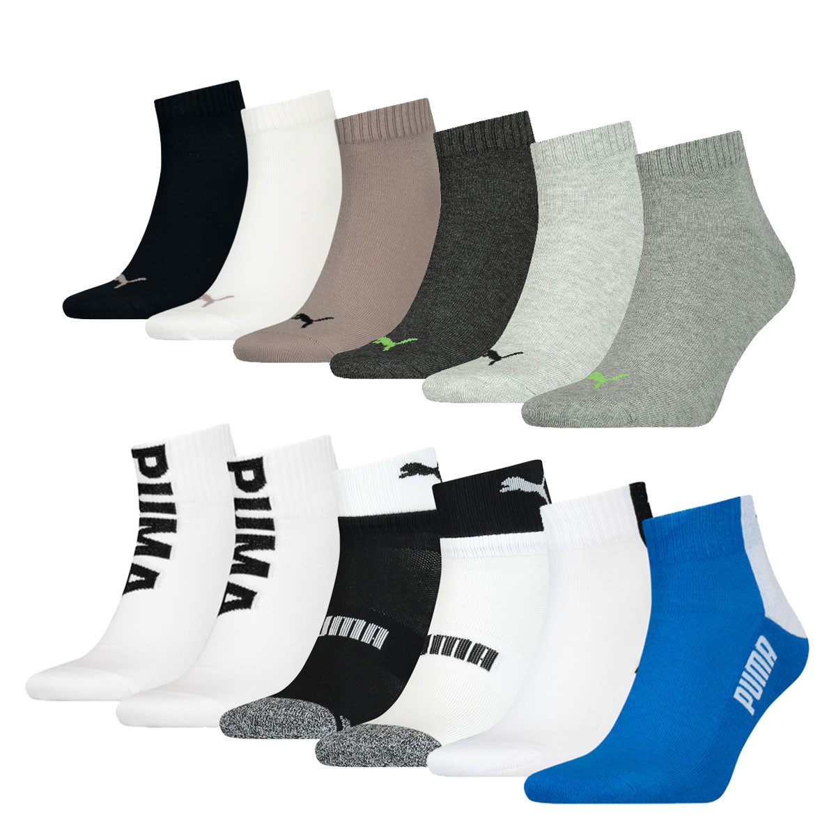 Een Dag Actie - Puma Quarter Sokken Verrassingspakket 6-Pack Een Dag Actie - Puma Quarter Sokken Verrassingspakket 6-Pack