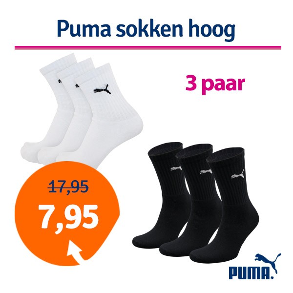 Een Dag Actie - Puma Sokken Hoog 3 Paar Een Dag Actie - Puma Sokken Hoog 3 Paar