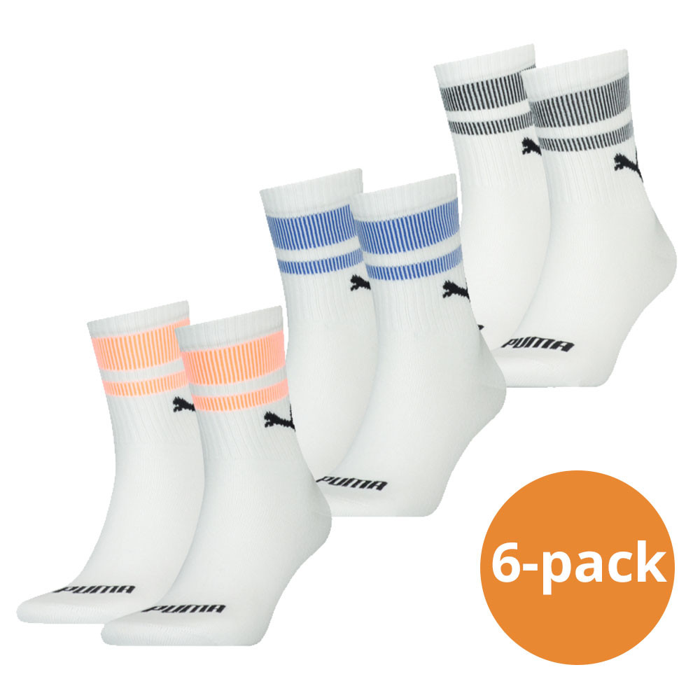 Een Dag Actie - Puma Sokken Short Crew New Heritage 6-Pack Wit / Oranje / Blauw / Zwart Een Dag Actie - Puma Sokken Short Crew New Heritage 6-Pack Wit / Oranje / Blauw / Zwart