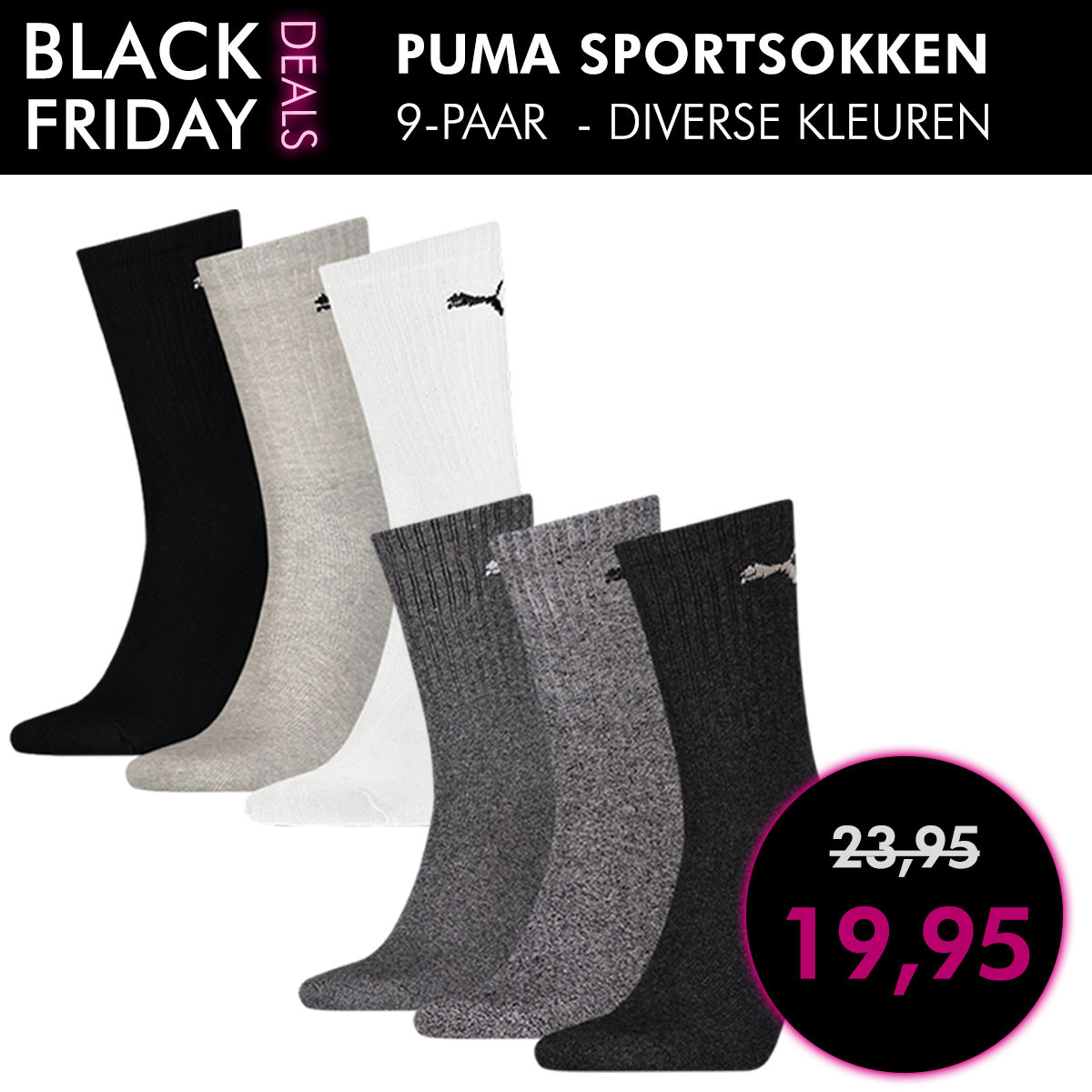 Een Dag Actie - Puma Sportsokken 9-Paar