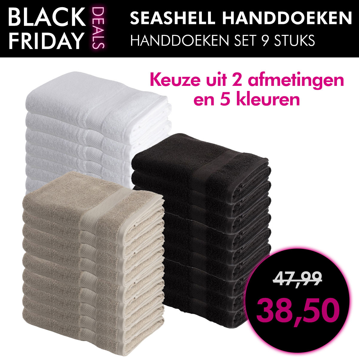 Een Dag Actie - Seashell Handdoeken Set - 9 Stuks