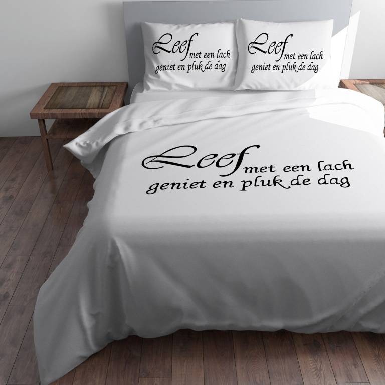 Een Dag Actie - Sleep Time Leef Met Een Lach Wit Dekbedovertrek 240X200/220 Een Dag Actie - Sleep Time Leef Met Een Lach Wit Dekbedovertrek 240X200/220