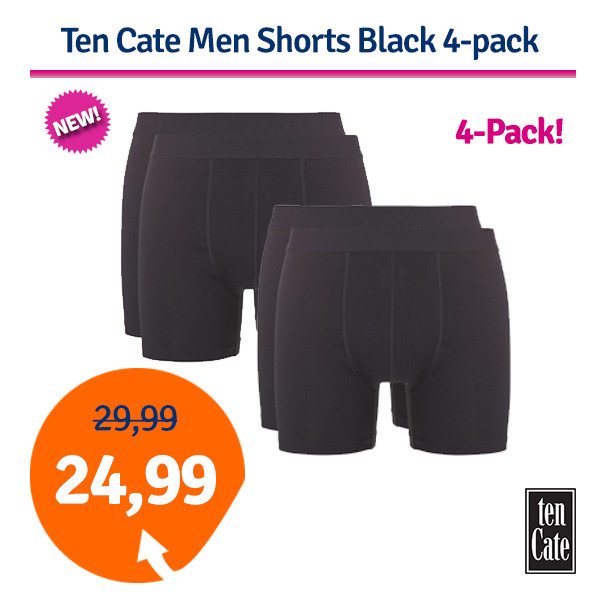 Een Dag Actie - Ten Cate Men Shorts Black 4-Pack Een Dag Actie - Ten Cate Men Shorts Black 4-Pack