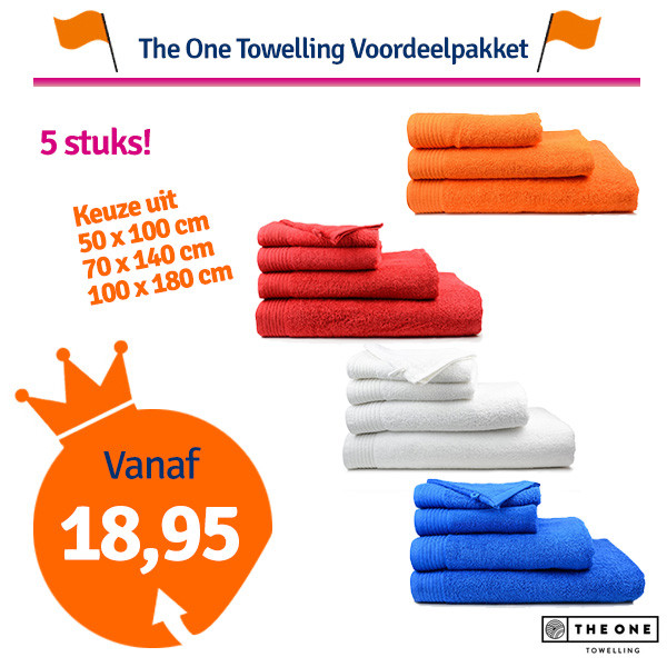 Een Dag Actie - The One Towelling Koningsdag Voordeelpakket Handdoeken 5 Stuks