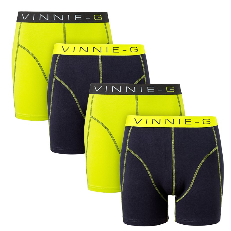 Een Dag Actie - Vinnie-G 4-Pack Boxershorts Uni Antraciet-Lime Een Dag Actie - Vinnie-G 4-Pack Boxershorts Uni Antraciet-Lime