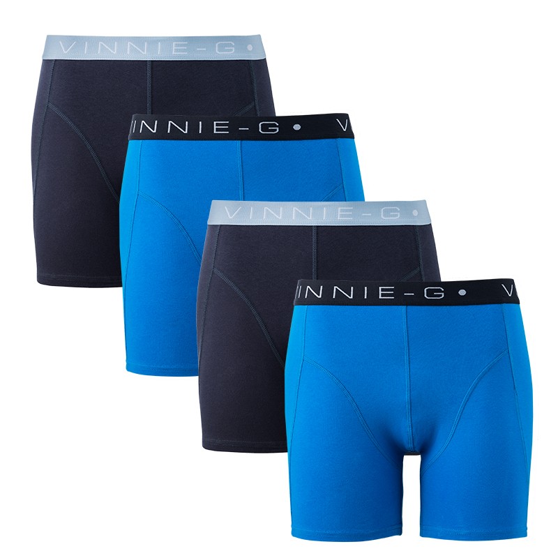 Een Dag Actie - Vinnie-G 4-Pack Boxershorts Uni Blauw-Grijs Een Dag Actie - Vinnie-G 4-Pack Boxershorts Uni Blauw-Grijs