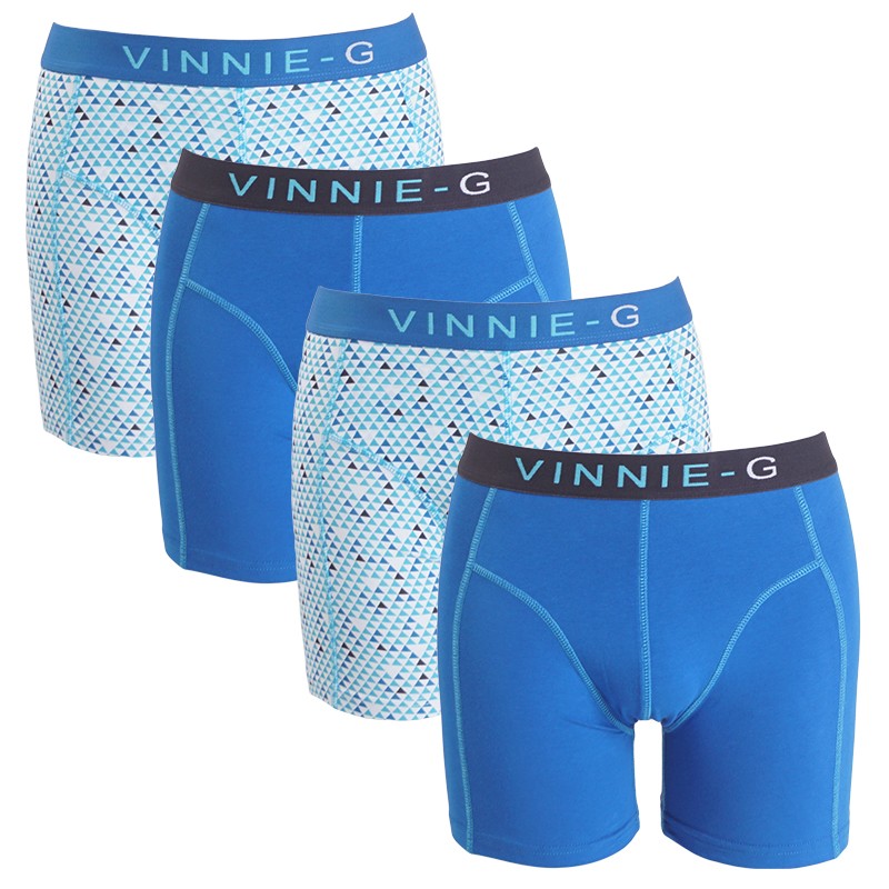 Een Dag Actie - Vinnie-G Boxershorts Blue Sky - Print Uni Blauw 4-Pack