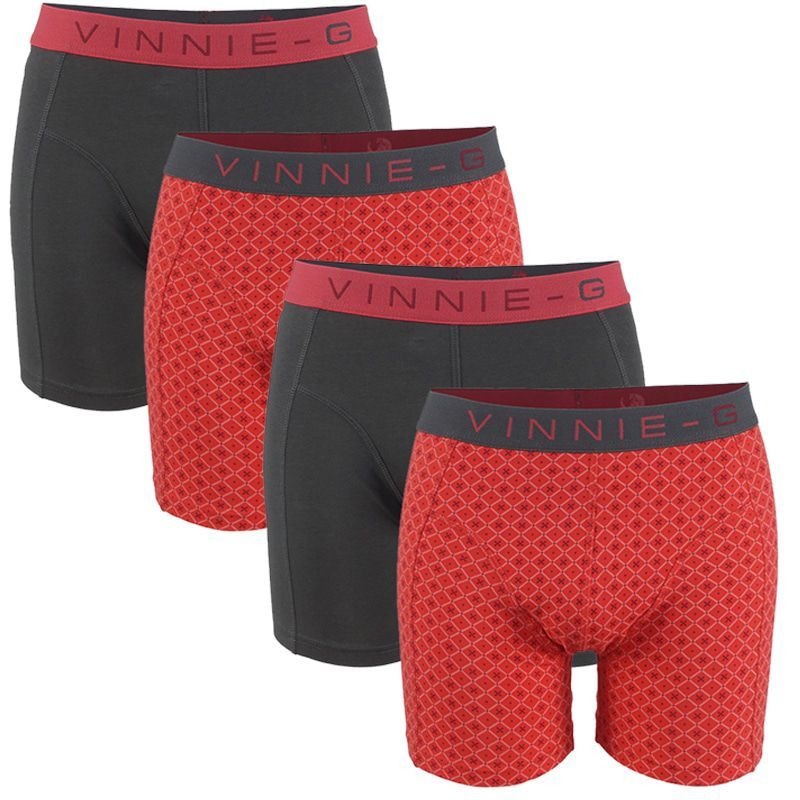 Een Dag Actie - Vinnie-G Boxershorts Flamingo Antraciet - Print 4-Pack